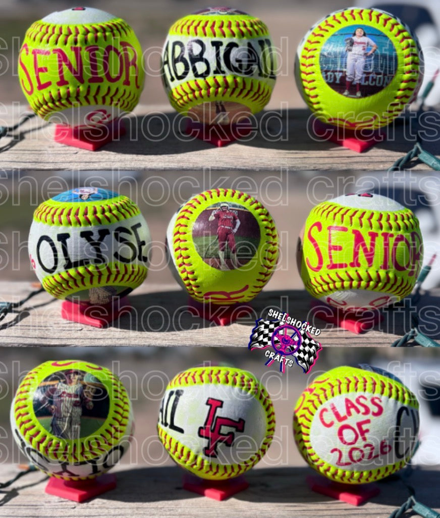 Hand painted softballs